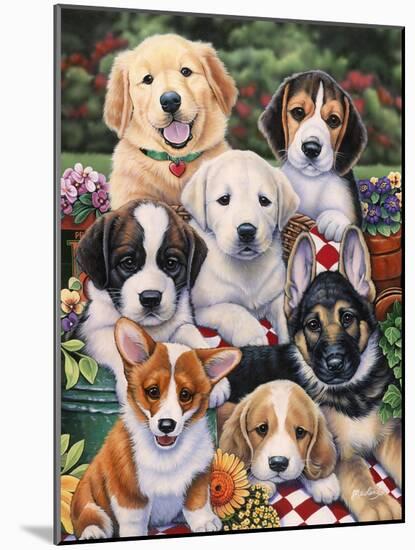 Garden Puppies-Jenny Newland-Mounted Giclee Print