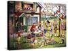 Garden Scene with Children-null-Stretched Canvas