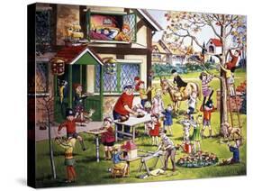 Garden Scene with Children-null-Stretched Canvas