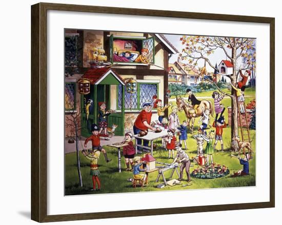 Garden Scene with Children-null-Framed Giclee Print