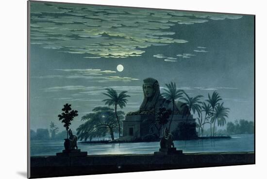 Garden Scene with the Sphinx in Moonlight, Act II Scene 3, Set Design for "The Magic Flute"-Karl Friedrich Schinkel-Mounted Premium Giclee Print