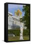 Garden statue, Catherine Palace in the background, Tsarskoe Selo, Pushkin, UNESCO World Heritage Si-Richard Maschmeyer-Framed Stretched Canvas