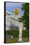 Garden statue, Catherine Palace in the background, Tsarskoe Selo, Pushkin, UNESCO World Heritage Si-Richard Maschmeyer-Framed Stretched Canvas