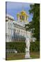 Garden statue, Catherine Palace in the background, Tsarskoe Selo, Pushkin, UNESCO World Heritage Si-Richard Maschmeyer-Stretched Canvas