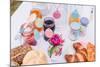 Garden table, covered, Easter breakfast, detail, jams,-mauritius images-Mounted Photographic Print