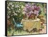 Garden Table with Blue Chair-Piotr Stolerenko-Framed Stretched Canvas