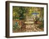 Garden Table with Blue Umbrella-Piotr Stolerenko-Framed Art Print