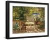 Garden Table with Blue Umbrella-Piotr Stolerenko-Framed Art Print