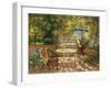 Garden Table with Blue Umbrella-Piotr Stolerenko-Framed Art Print