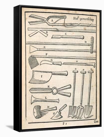 Garden Tools, from 'The Dutch Gardener' by Johann Van Der Groen, Published 1699 (Engraving)-Dutch-Framed Stretched Canvas