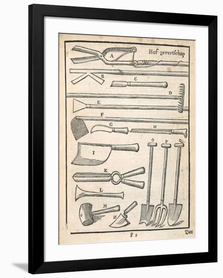 Garden Tools, from 'The Dutch Gardener' by Johann Van Der Groen, Published 1699 (Engraving)-Dutch-Framed Giclee Print