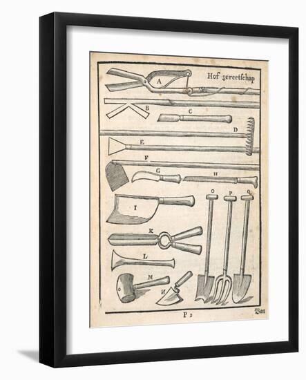 Garden Tools, from 'The Dutch Gardener' by Johann Van Der Groen, Published 1699 (Engraving)-Dutch-Framed Giclee Print