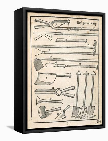 Garden Tools, from 'The Dutch Gardener' by Johann Van Der Groen, Published 1699 (Engraving)-Dutch-Framed Stretched Canvas