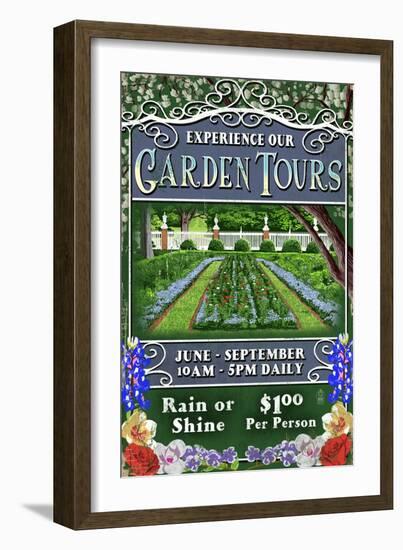 Garden Tours - Vintage Sign-Lantern Press-Framed Art Print