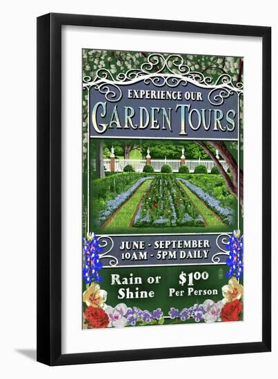 Garden Tours - Vintage Sign-Lantern Press-Framed Art Print