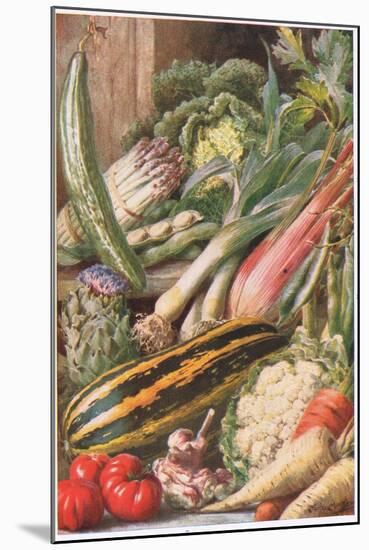 Garden Vegetables, Illustration from 'Garden Ways and Garden Days'-Louis Fairfax Muckley-Mounted Giclee Print