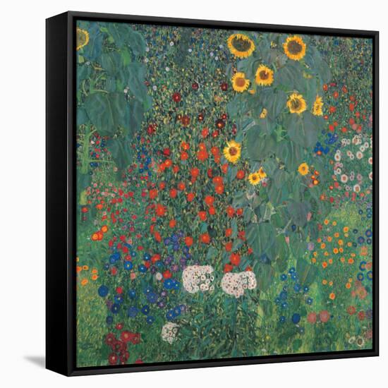 Garden with Sunflowers-Gustav Klimt-Framed Stretched Canvas