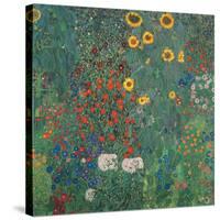 Garden with Sunflowers-Gustav Klimt-Stretched Canvas