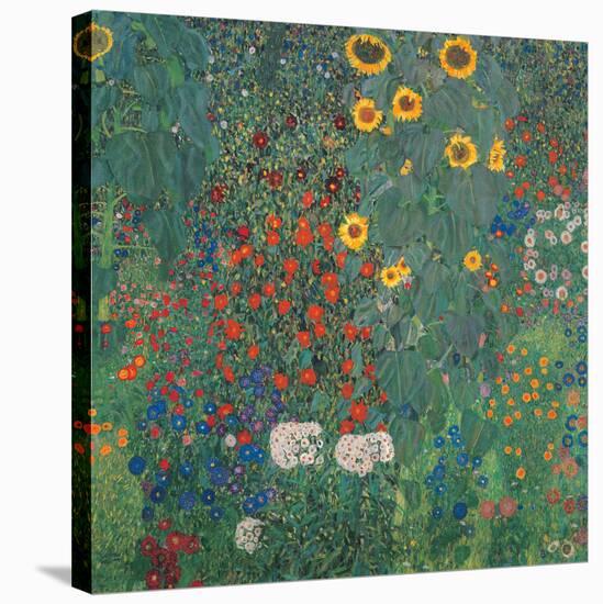 Garden with Sunflowers-Gustav Klimt-Stretched Canvas