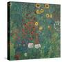 Garden with Sunflowers-Gustav Klimt-Stretched Canvas