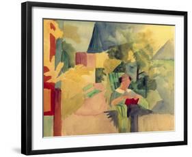 Garden with Woman Reading-Auguste Macke-Framed Giclee Print