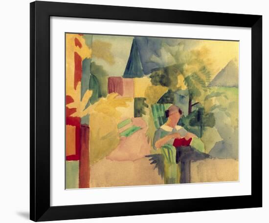 Garden with Woman Reading-Auguste Macke-Framed Giclee Print