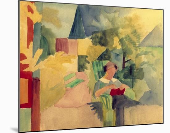Garden with Woman Reading-Auguste Macke-Mounted Giclee Print
