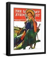 "Gardener in Wheelbarrow," Saturday Evening Post Cover, May 10, 1941-Dominice Cammerota-Framed Giclee Print