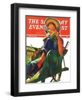 "Gardener in Wheelbarrow," Saturday Evening Post Cover, May 10, 1941-Dominice Cammerota-Framed Premium Giclee Print