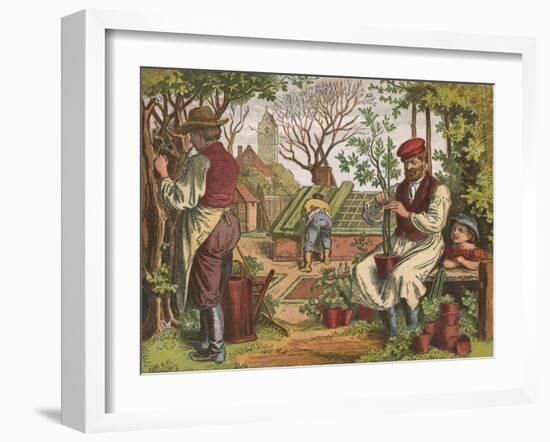 Gardening, 1871-Oskar Pletsch-Framed Giclee Print