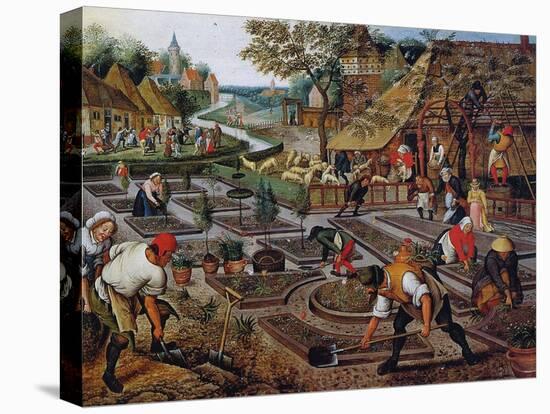 Gardening, C.1637-38-Pieter Brueghel the Younger-Stretched Canvas