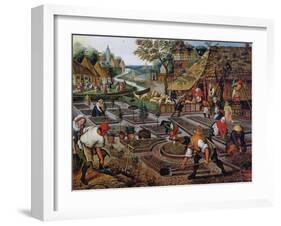 Gardening, C.1637-38-Pieter Brueghel the Younger-Framed Giclee Print