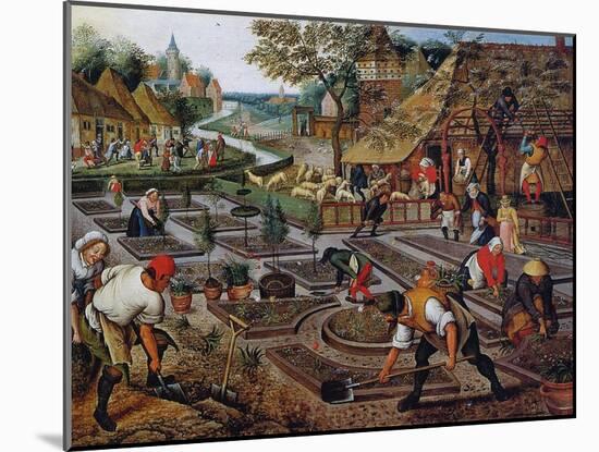 Gardening, C.1637-38-Pieter Brueghel the Younger-Mounted Giclee Print