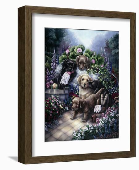 Gardening Puppies-Jenny Newland-Framed Giclee Print