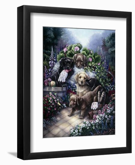 Gardening Puppies-Jenny Newland-Framed Giclee Print