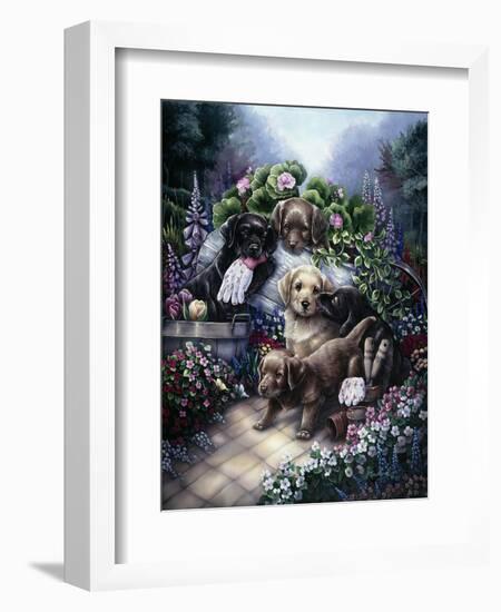 Gardening Puppies-Jenny Newland-Framed Giclee Print