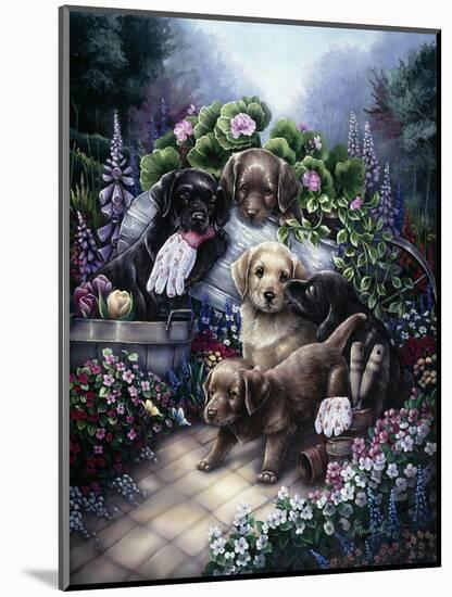 Gardening Puppies-Jenny Newland-Mounted Giclee Print