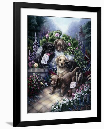 Gardening Puppies-Jenny Newland-Framed Giclee Print