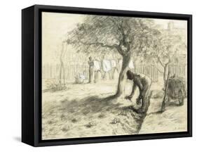 Gardening-Jean-François Millet-Framed Stretched Canvas