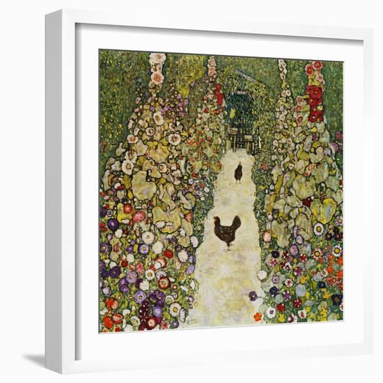 Gardenpath with Hens, 1916-Gustav Klimt-Framed Giclee Print