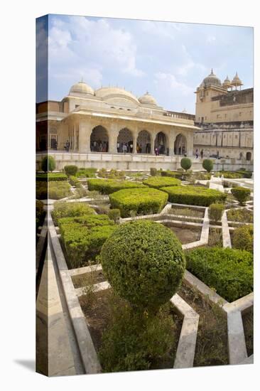 Gardens and Hall of Mirrors, Amber Fort Palace, Jaipur, Rajasthan, India, Asia-Peter Barritt-Stretched Canvas