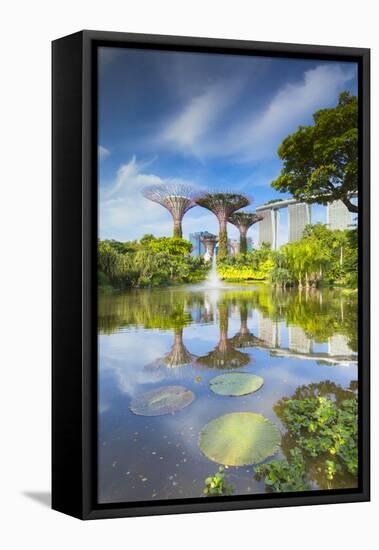 Gardens by the Bay and Marina Bay Sands Hotel, Singapore-Ian Trower-Framed Stretched Canvas