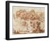 Gardens of the Villa D'Este, from the Foot of the Waterfall (Red Chalk on Paper)-Jean-Honore Fragonard-Framed Giclee Print