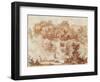 Gardens of the Villa D'Este, from the Foot of the Waterfall (Red Chalk on Paper)-Jean-Honore Fragonard-Framed Giclee Print