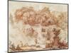 Gardens of the Villa D'Este, from the Foot of the Waterfall (Red Chalk on Paper)-Jean-Honore Fragonard-Mounted Giclee Print