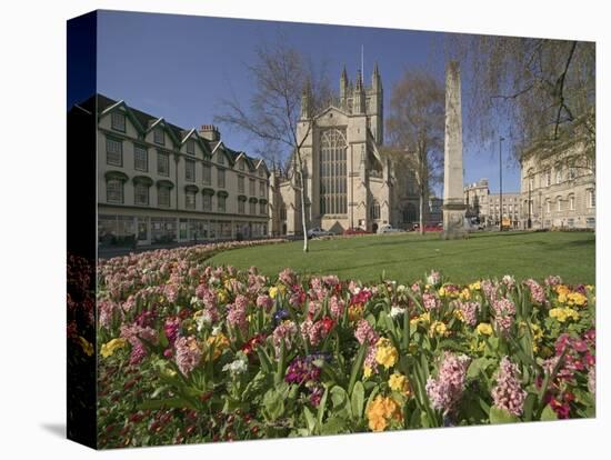 Gardens on East Side of Bath Abbey-Jonathan Hicks-Stretched Canvas