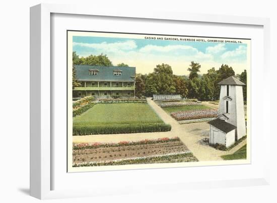 Gardens, Riverside Hotel, Cambridge Springs, Pennsylvania-null-Framed Art Print