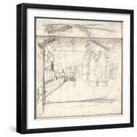 Gare Saint-Lazare (On the Main Lines Side), 1877 (Pencil on Paper)-Claude Monet-Framed Giclee Print