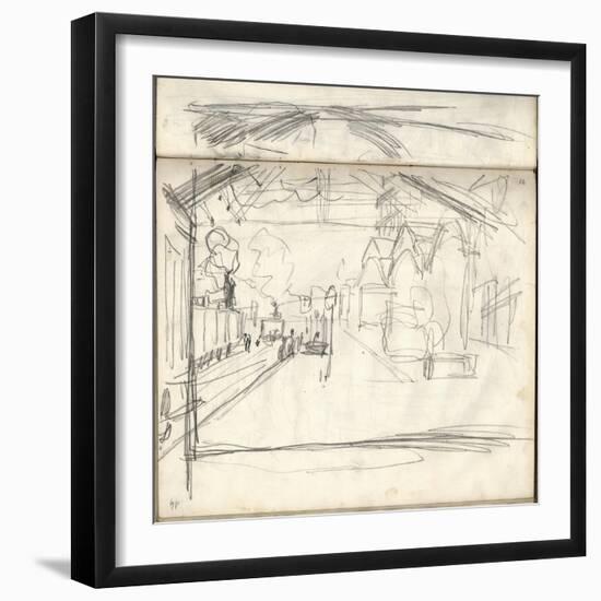 Gare Saint-Lazare (On the Main Lines Side), 1877 (Pencil on Paper)-Claude Monet-Framed Giclee Print