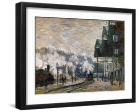 Gare St. Lazare, les docks de l'Ouest, 1877 St. Lazare railway station, the Western docks. Canvas.-Claude Monet-Framed Giclee Print